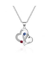 Personalized Double Heart Birthstones Pendant Necklace