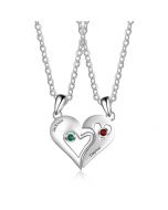 2 Pieces/Set Half Heart Pendant Chain Necklace 