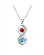 925 Silver Custom Two Names Infinity Necklace with Birthstones