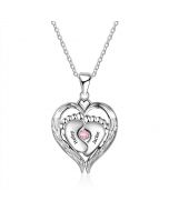 925 Sterling Silver Little feet Heart Pendant Necklace