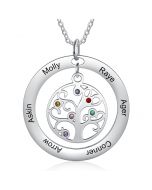 Custom Name And Birthstone Number Tree Of Life Necklace