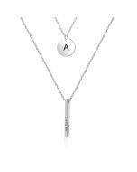  Personalized Stainless Steel Bar Round Pendant Necklace