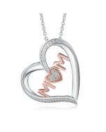 Fashion Rhodium Plated Mom Heart Necklace
