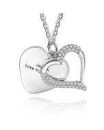 Personalized Rhodium Plated Heart Necklace