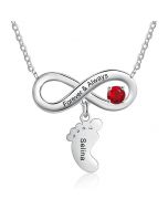 Personalized Birthstone Infinity Baby Feet Necklace 