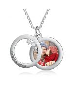 Personalized Stainless Steel Christmas Star Deer Photo Necklace 