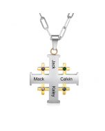 Stainless Steel Cross Birthstone Necklace
