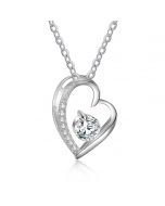 Rhodium Plated Heart Shape CZ Necklace