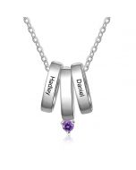 Rhodium plated Custom Ring Name Necklace