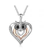 Copper Animal Owl Heart Shape Necklace