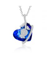 Rhodium Plated Crystal Heart Necklace 
