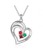 Engraved Rhodium Plated Heart Necklace