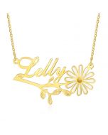  Personalized Rhodium Plated Daisy Name Necklace 