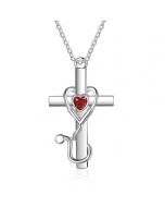 Custom Heart Birthtsone Cross Pendant Necklace