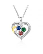 Personalized Rhodium Plated Birthstone Heart Pendant Necklace
