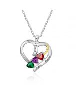 Personalized Rhodium Plated Heart Shape Pendant Necklace