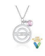 Have Been Vaccinated Birthstone Rhodium Plated Necklace