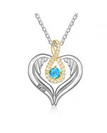 Rhodium Plated Heart Shape Necklace with Birthstone