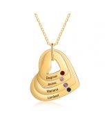 Personalized Birthstone Multiple Heart Shape Necklace