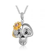 Halloween Birthstone Daisy Skull Pendant Necklace 