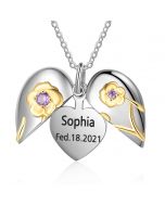 Wholesale Jewelry Rhodium Plated Heart Shape Flower Pendant Necklace