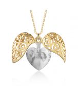 Rhodium Plated Hollow Heart Box Photo Necklace