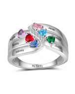 925 Sterling Silver Personalized Names CZ Ring 