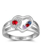 Double Heart Shape Ring with CZ