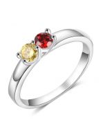 Silver Plated Two Birthstones Ring 